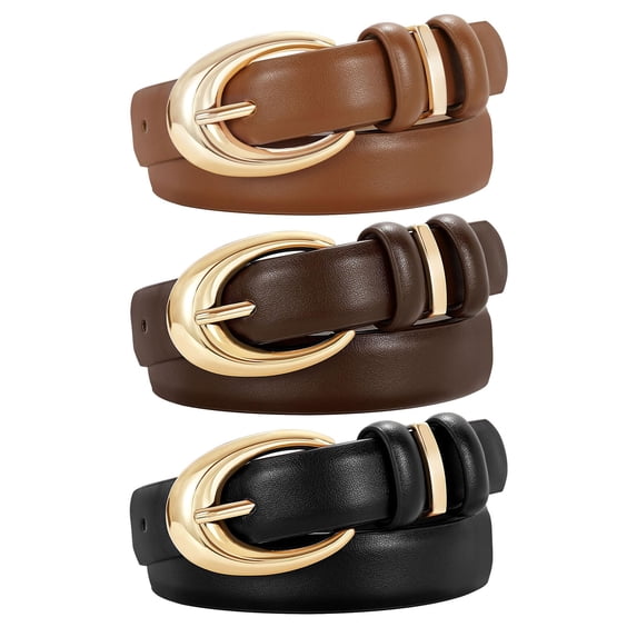 WHIPPY Women Leather Belt for Jeans Pants Dresses Fashion Ladies Leather Belts 3 Pack