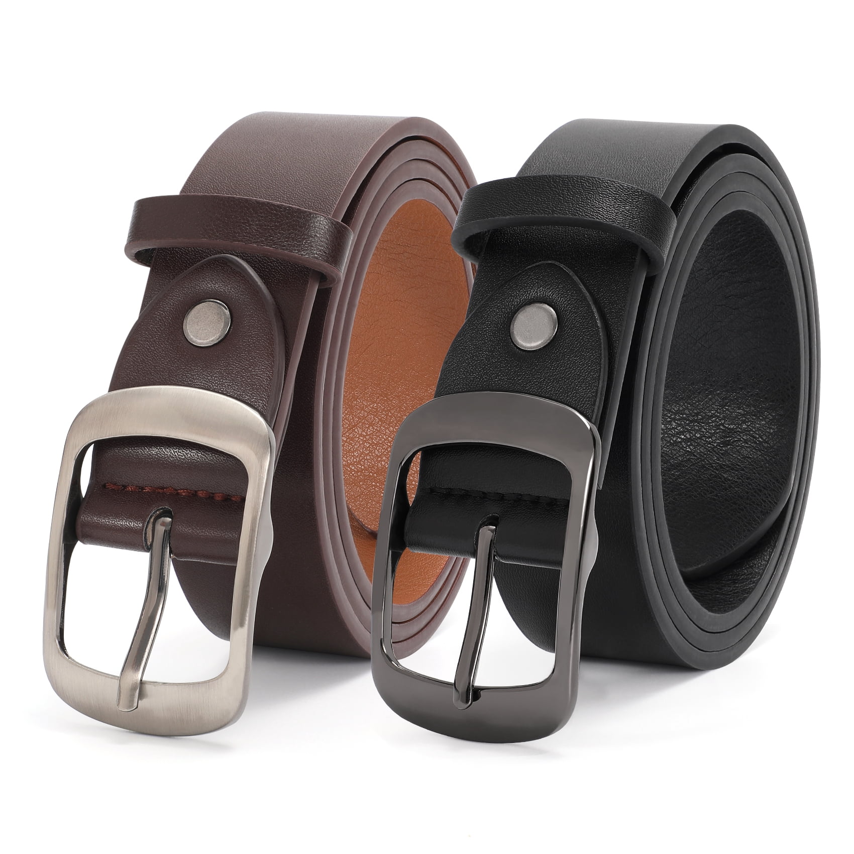 WHIPPY Women Leather Belt with Pin Buckle, Black Waist Belt  display picture 3