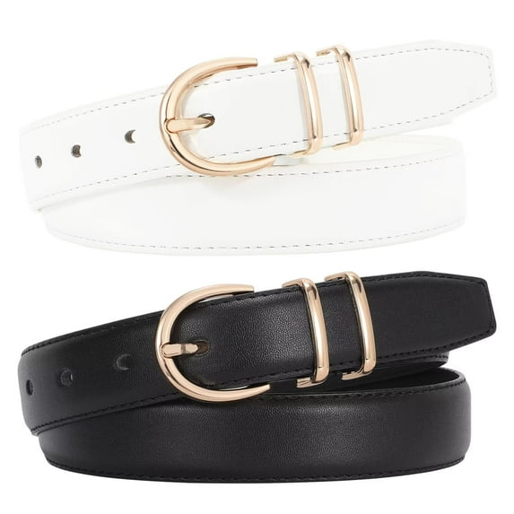 WHIPPY Women Leather Belts Ladies Dresses Belt for Jeans 2 Pack