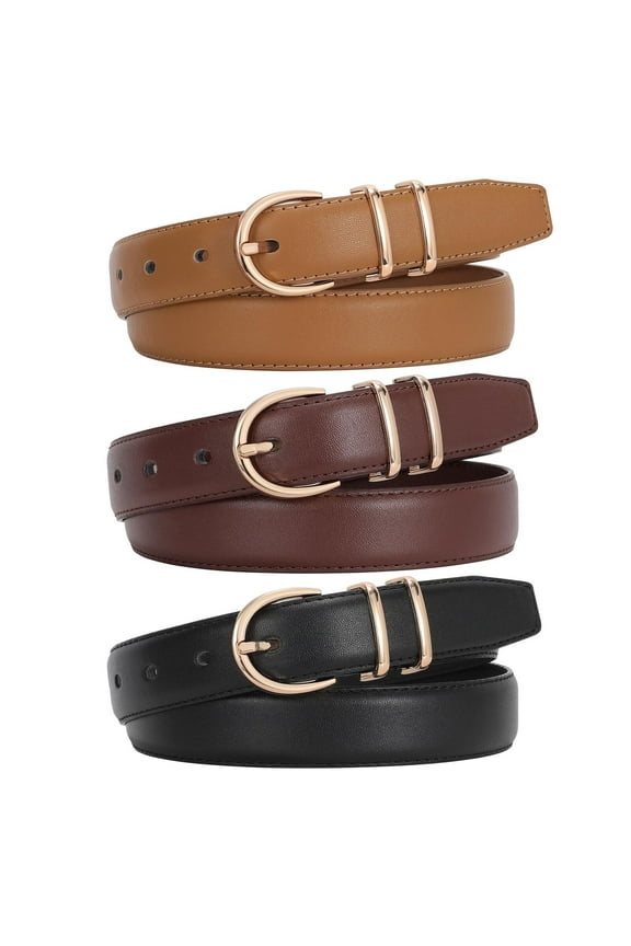 Women Leather Belts Ladies Dresses Belt for Jeans 3 Pack