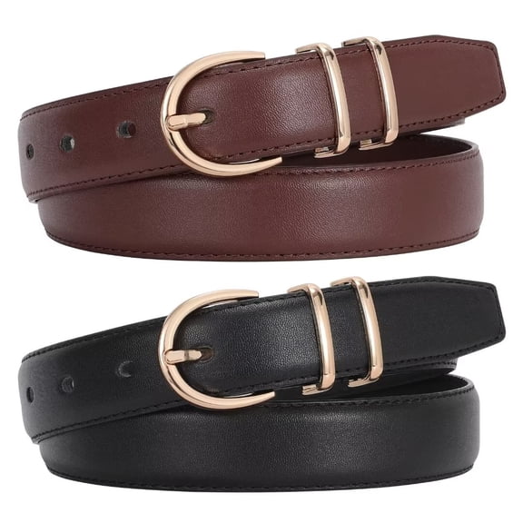 WHIPPY Women Leather Belts Ladies Dresses Plus Size Belt for Jeans 2 Pack