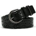 thumbnail image 1 of WHIPPY Women Leather Hollow Flower Belt for Jeans, Black Belt with Pin Buckle Plus Size, 1 of 7