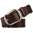 thumbnail image 1 of WHIPPY Women Leather Hollow Flower Belt for Jeans, Black Belt with Pin Buckle, 1 of 9
