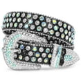 thumbnail image 1 of WHIPPY Women Men Rhinestone Studded Belt, Western Cowgirl Cowboy Leather Belt for Jeans Pants Dress, 1 of 5
