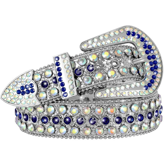 WHIPPY Women Men Rhinestone Studded Belt, Western Cowgirl Cowboy Leather Belt for Jeans Pants Dress