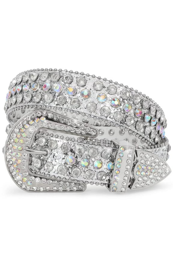 Women Men Rhinestone Studded Belt, Western Cowgirl Cowboy Leather Belt for Jeans Pants Dresses