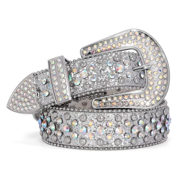 WHIPPY Women Men Rhinestone Studded Leather Belt, Western Cowgirl Cowboy Belt for Jeans Pants Dresses