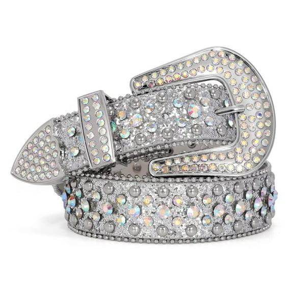 WHIPPY Women Men Rhinestone Studded Leather Belt, Western Cowgirl Cowboy Belt for Jeans Pants Dresses