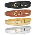 thumbnail image 1 of WHIPPY Women Skinny Leather Belts Ladies Plus Size Waist Belt for Jeans Dresses Gold Buckle, 1 of 9