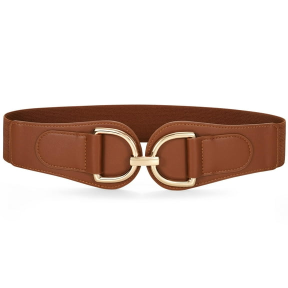 WHIPPY Women Stretch Wide Belt Gold Buckle Ladies Elastic Waist Belts for Dresses