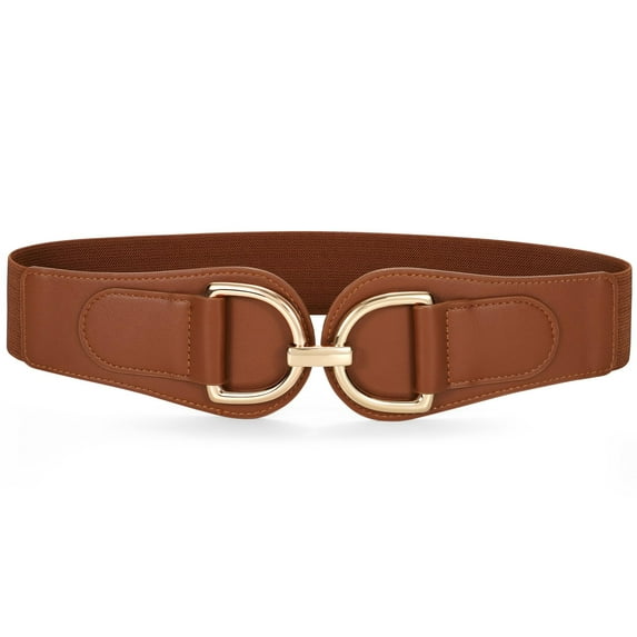 WHIPPY Women Stretch Wide Belt Gold Buckle Ladies Elastic Waist Belts for Dresses