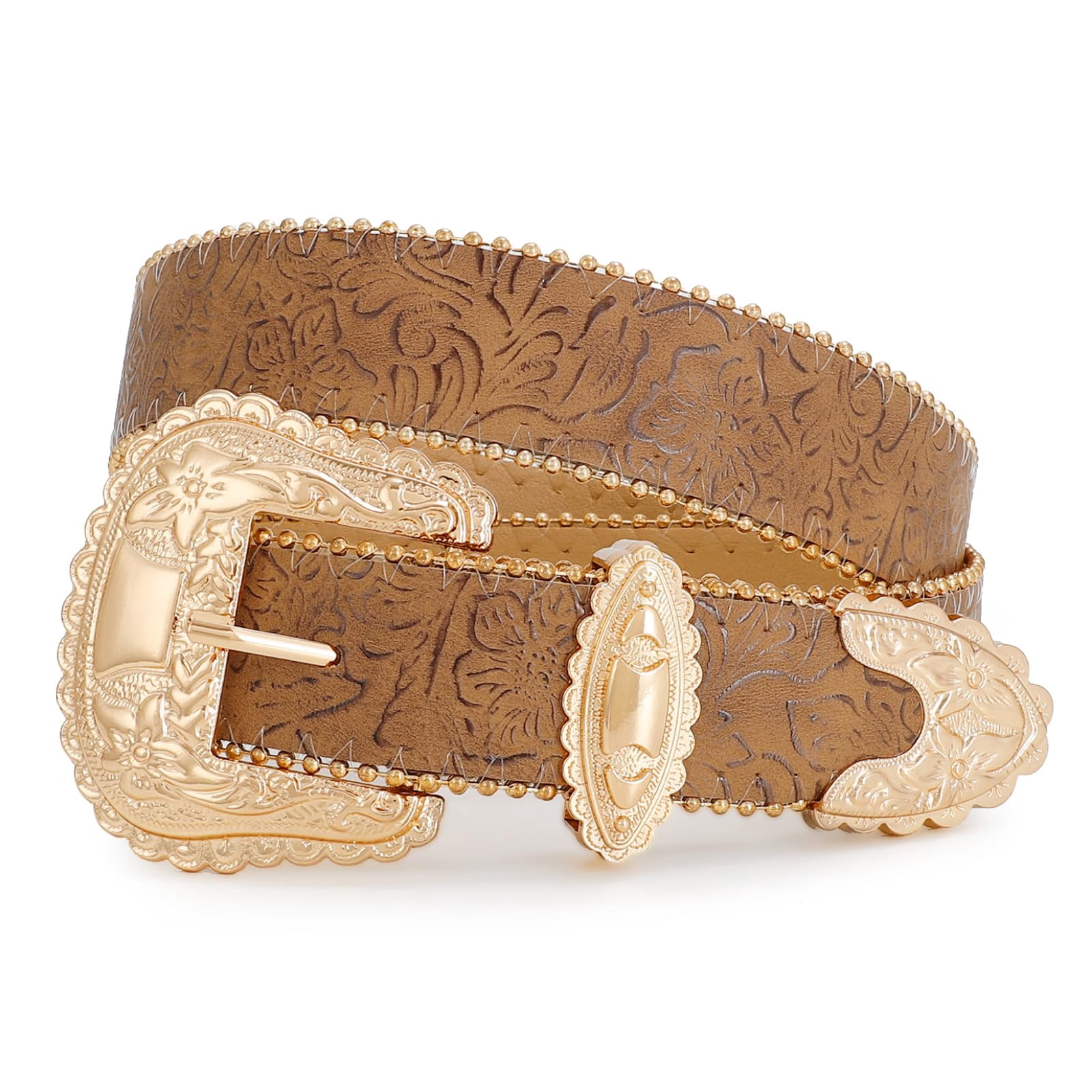 JEAN'S FRIEND Vintage Pin Buckle Leather Belt - Genuine Leather, Western Style, 1.5" Width, Choose Your Size