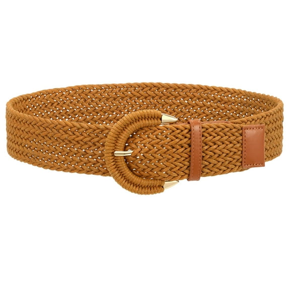 WHIPPY Women Wide Braided Belt for Dresses Jeans Pants Ladies Woven Brown Waist Belts