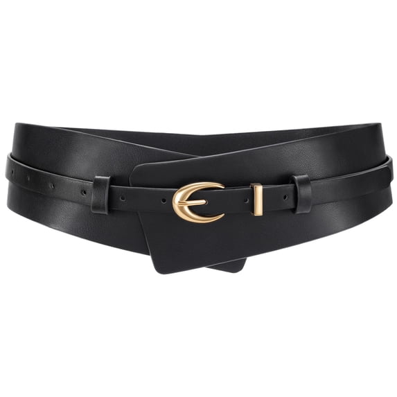 WHIPPY Women Wide Leather Belt for Dresses 2-in-1 Ladies Belts for Jeans Pants