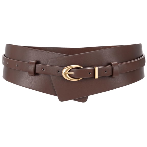 WHIPPY Women Wide Leather Belt for Dresses 2-in-4 Ladies Belts with Skinny Belt