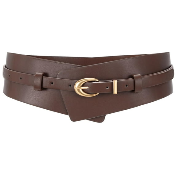 WHIPPY Women Wide Leather Belt for Dresses 2-in-6 Ladies Belts with Skinny Belt