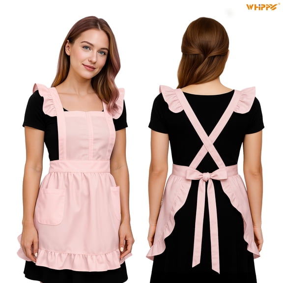 WHIPPY Women's Apron for Cooking Kitchen Maid Aprons with Pockets for Baking Painting Gardening