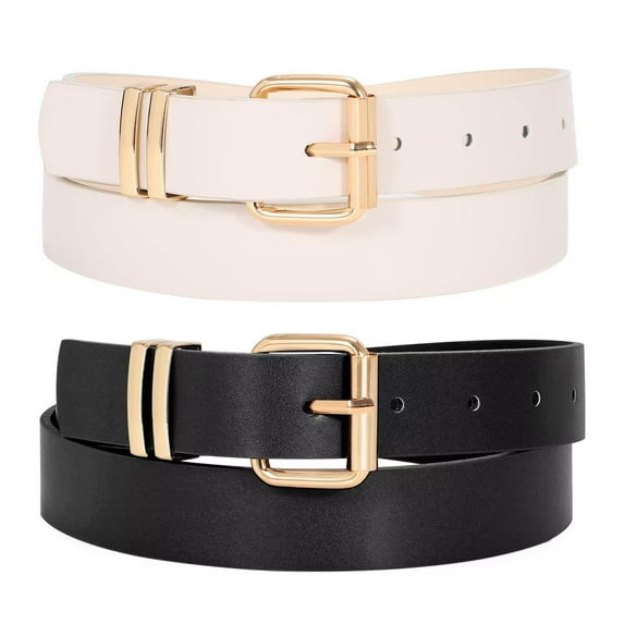 WHIPPY Women's Belts for Jeans Dresses Pants Ladies Leather Black Belts