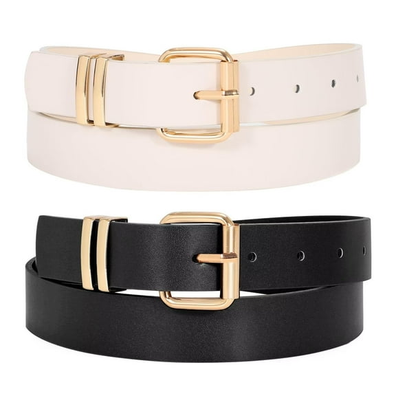 WHIPPY Women's Belts for Jeans Dresses Pants Ladies Leather Black Belts