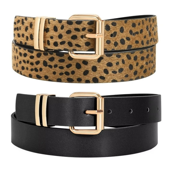WHIPPY Women's Belts for Jeans Dresses Pants Ladies Leather Leopard Belts