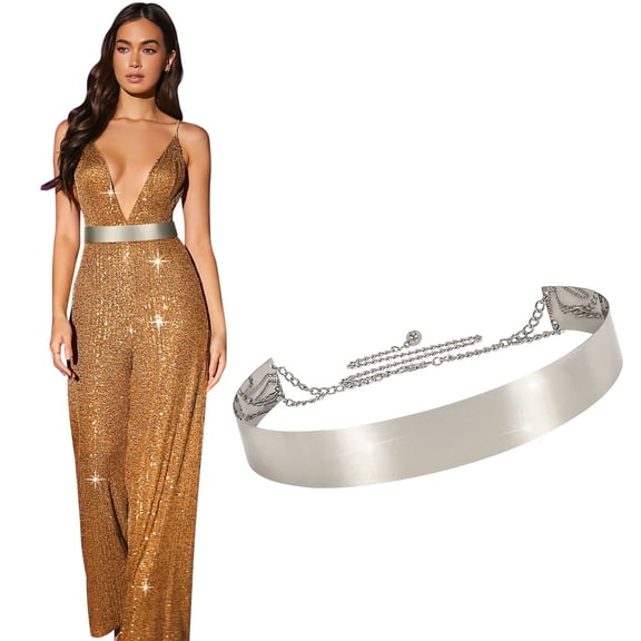 WHIPPY Women's Chain Belt Adjustable Metal Waist Belts for Dresses