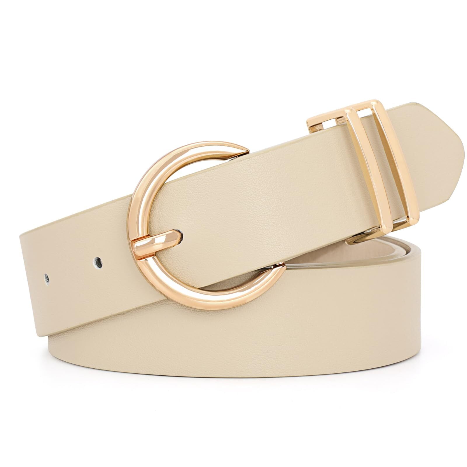 WHIPPY Women's Leather Belt Gold Buckle Plus Size Waist Belts for Jeans  Dress