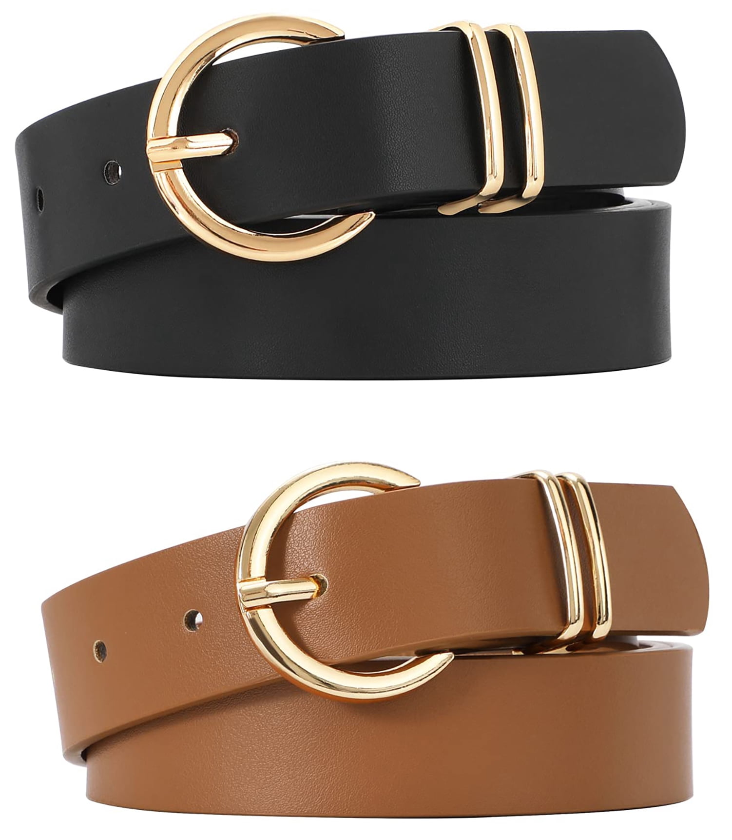 Women\'s Leather Belt Gold Buckle 6 Sizes Fits 25-54 Inch Waist 3 Pack Plus Size Women main image 3