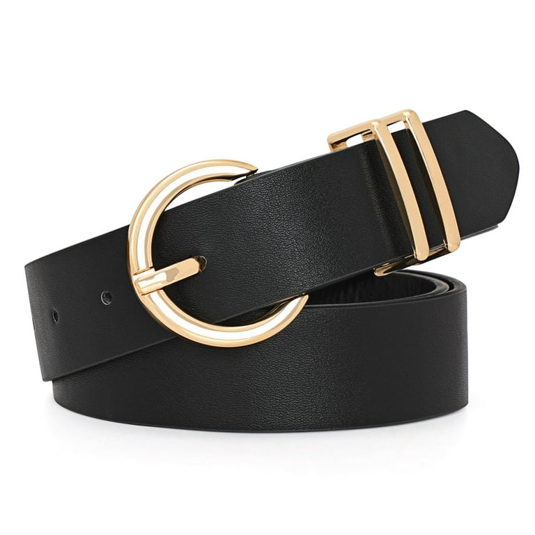 WHIPPY Women's Leather Belt Gold Buckle Plus Size Waist Belts for Jeans  Dress 