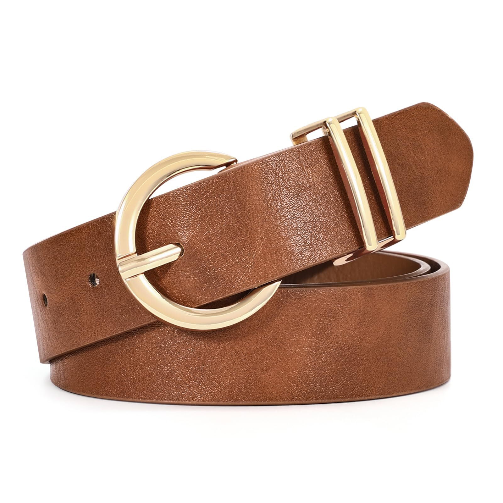 WHIPPY Women Leather Belt Fashion Designer belt Gold Buckle Ladies Belt for  Jeans Pants Dresses Red S at  Women's Clothing store