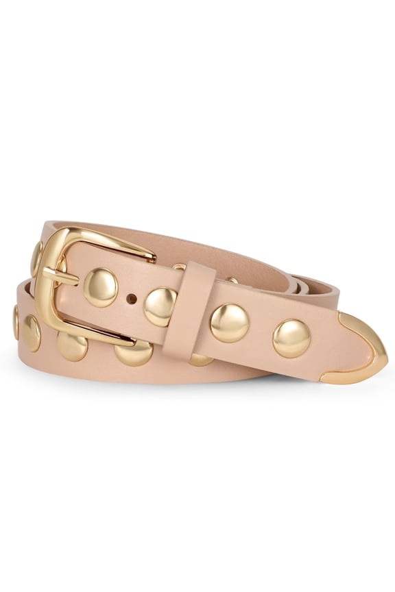 Women's Leather Belt for Jeans Dresses Ladies Studded Leather Belts
