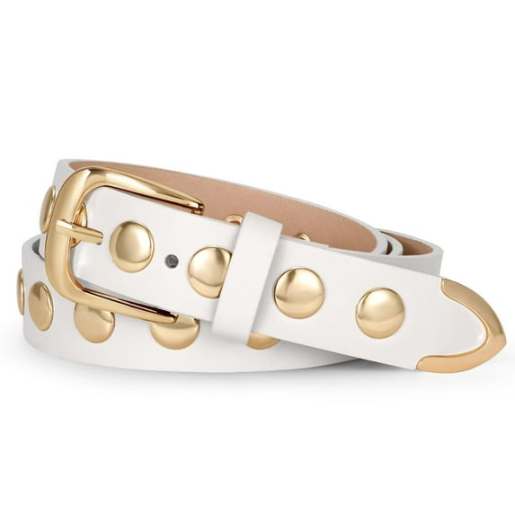 WHIPPY Women's Leather Belt for Jeans Dresses Ladies Studded Leather Belts