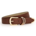thumbnail image 1 of WHIPPY Womens Leather Belts for Jeans Brown Casual Ladies Dresses Belt with Gold Buckle, 1 of 9