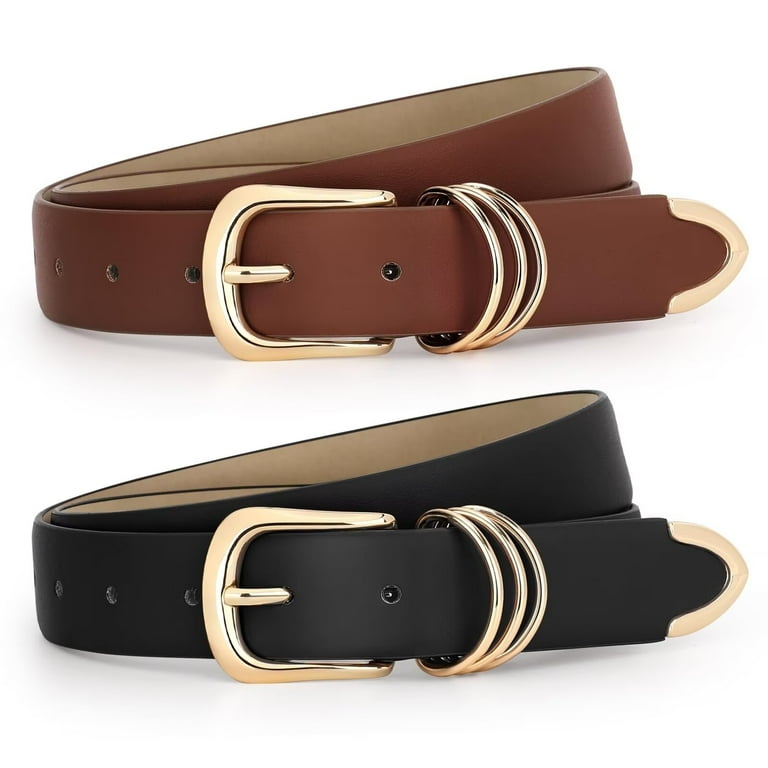 WHIPPY Womens Leather Belts for Jeans Brown Casual Ladies Dresses