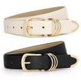 thumbnail image 1 of WHIPPY Womens Leather Belts for Jeans Black Casual Ladies Dresses Belt with Gold Buckle, 1 of 9