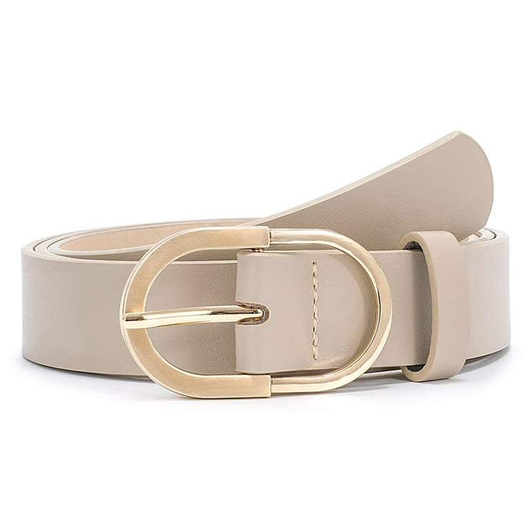 WHIPPY Women s Leather Belts for Jeans Dress Gold Buckle Ladies Waist Belt