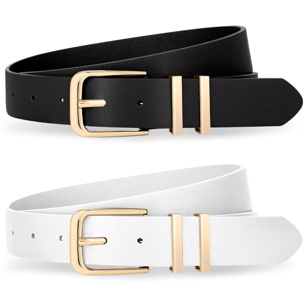 WHIPPY Women's Leather Belts for Jeans Dresses Ladies Black Waist Belt -  Walmart Business Supplies