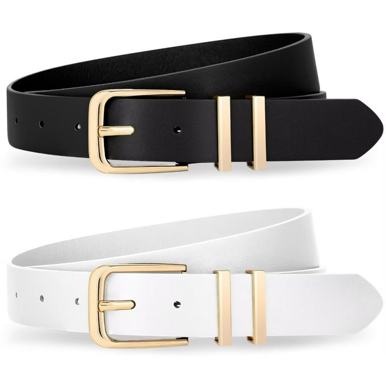 WHIPPY Women's Leather Belts for Jeans Dresses Ladies Black Waist