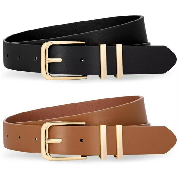 WHIPPY Women's Leather Belts for Jeans Dresses Ladies Black Waist Belt