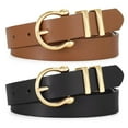 thumbnail image 1 of WHIPPY Women's Leather Belts for Jeans Dresses Pants Casual Ladies Belt with Gold Buckle 2 Pack, 1 of 9