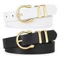 thumbnail image 1 of WHIPPY Women's Leather Belts for Jeans Dresses Pants Casual Ladies Belt with Gold Buckle 2 Pack, 1 of 8