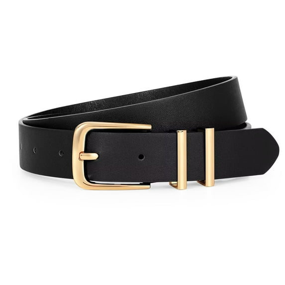 WHIPPY Women's Leather Belts for Jeans Dresses Ladies Black Waist Belt