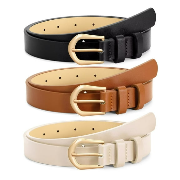 WHIPPY Women's Leather Belts for Jeans Dresses Ladies Skinny Leather Belts
