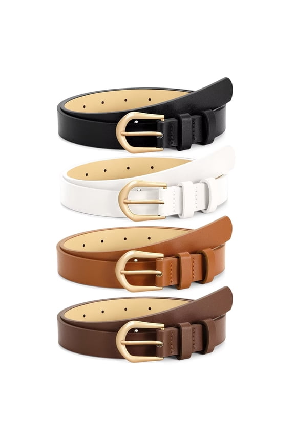 Women's Leather Belts for Jeans Dresses Ladies Skinny Leather Belts