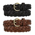 thumbnail image 1 of WHIPPY Women's Leather Braided Belts, Woven Skinny Belts for Jeans Pants, 1 of 9