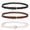 thumbnail image 1 of WHIPPY Women's Leather Braided Belts, Woven Skinny Belts for Jeans Pants, 1 of 8