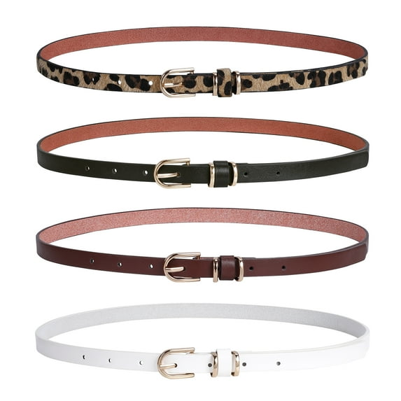 WHIPPY Women's Leather Skinny Waist Belt for Jeans Pants Dresses Leopard Belts