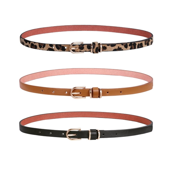 WHIPPY Women's Leather Skinny Waist Belt for Jeans Pants Dress Plus Size