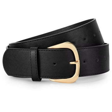 WHIPPY Women's Wide Leather Belt for Dresses Ladies Belts with Gold Buckle