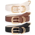 thumbnail image 1 of WHIPPY Womens Leather Belts for Jeans Brown Casual Ladies Dresses Belt with Gold Buckle, 1 of 9