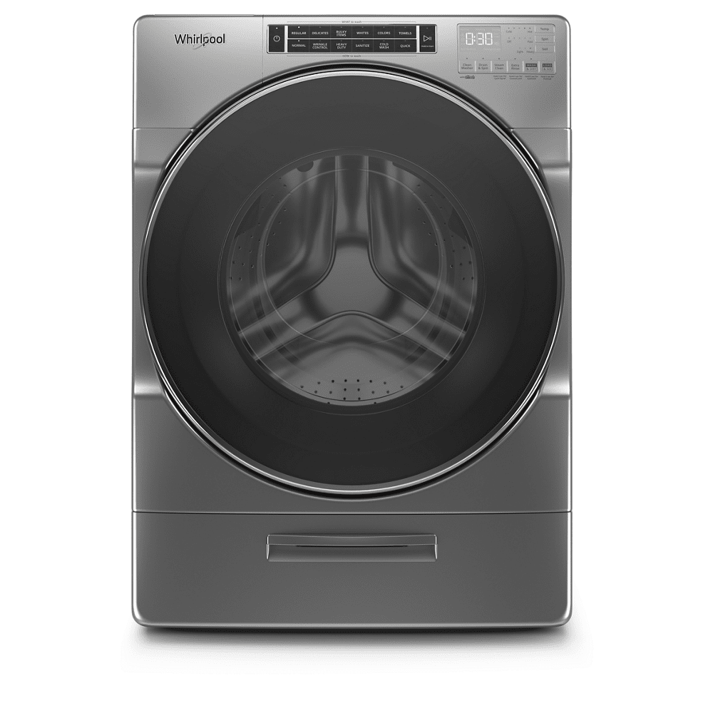 Gray Stainless Steel High Efficiency Front Load Washer with Steam Setting